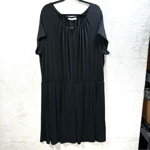 Susan Graver‎ Liquid Knit Black Romper Dress Keyhole Neck Attached Shorts 2X